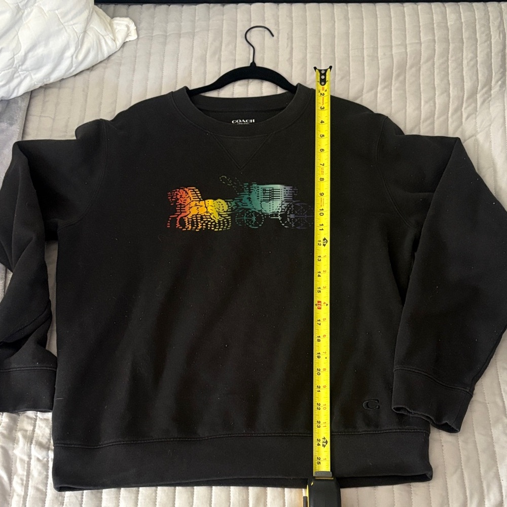 Authentic Coach Black Crewneck Sweater with Multicolor Logo